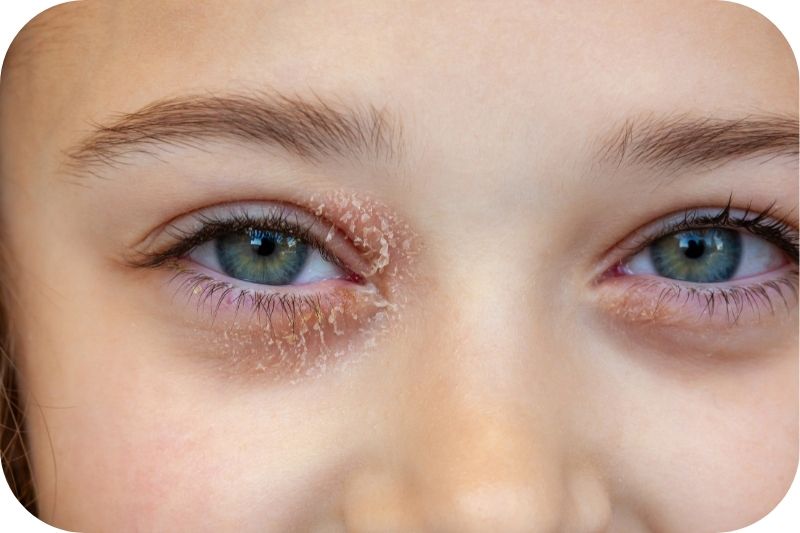 Neurodermitis am Auge: Schuppige und gerötete Haut an den Augen